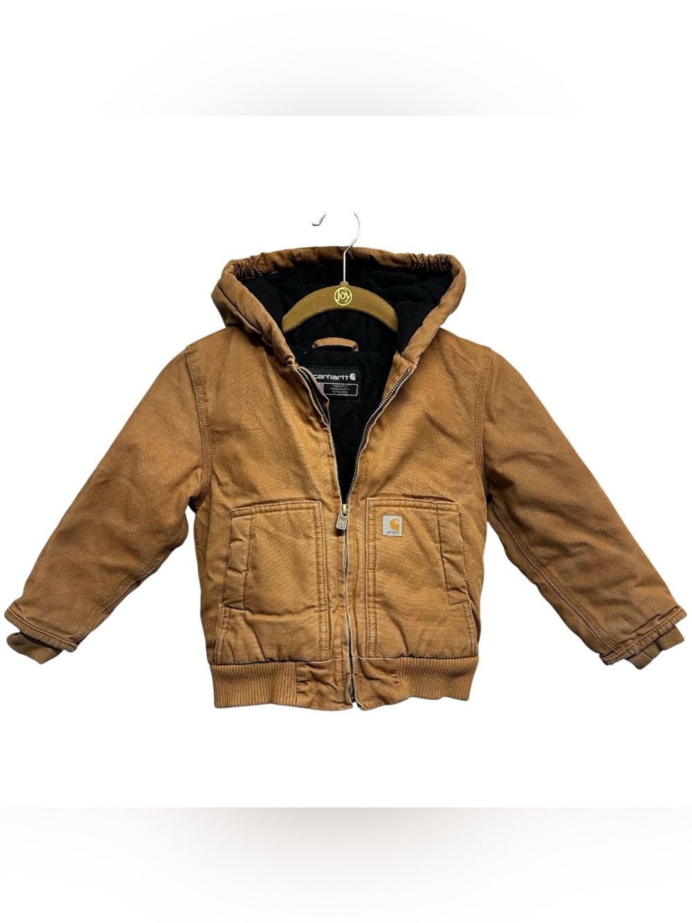 Carhartt Jacket Size 4T Brown Hooded Active Jacket Canvas Quilte Lined Toddler